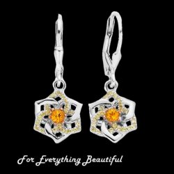 Daffodil Yellow Sapphire Citrine Welsh Rose Gold Detail Sterling Silver Earrings