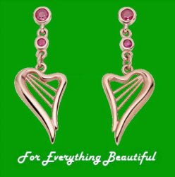 Heartstrings Ruby Drop Welsh Gold 9K Rose Gold Earrings 