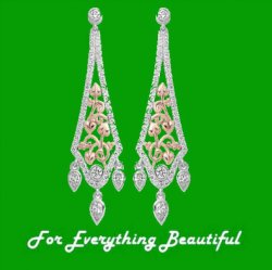 Royal Debutante Diamond Welsh Rose Gold Detail 18K White Gold Earrings 