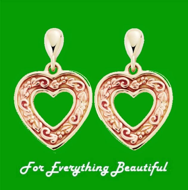 Image 0 of Tree Of Life Heart Welsh Rose Gold Detail 9K Yellow Gold Earrings