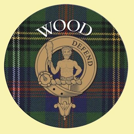 Image 0 of Wood Clan Crest Tartan Cork Round Clan Badge Coasters Set of 10  