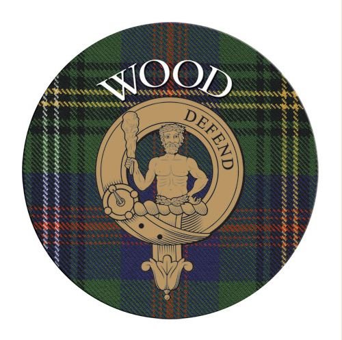 Image 1 of Wood Clan Crest Tartan Cork Round Clan Badge Coasters Set of 10  