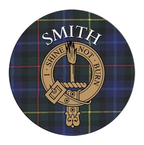 Image 1 of Smith Clan Crest Tartan Cork Round Clan Badge Coasters Set of 4 