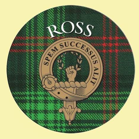 Image 0 of Ross Clan Crest Tartan Cork Round Clan Badge Coasters Set of 10