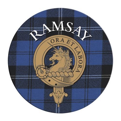 Image 1 of Ramsay Clan Crest Tartan Cork Round Clan Badge Coasters Set of 10