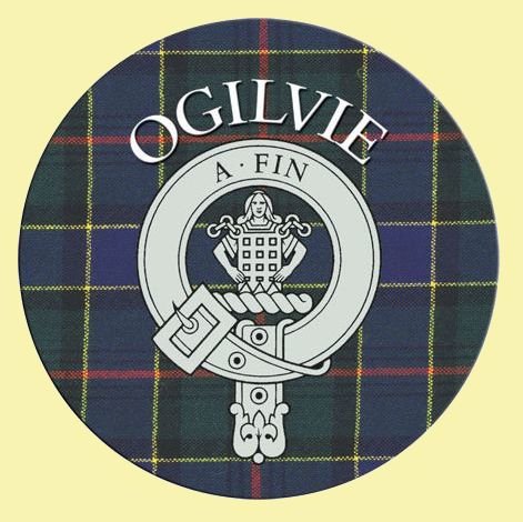 Image 0 of Ogilvie Clan Crest Tartan Cork Round Clan Badge Coasters Set of 4  