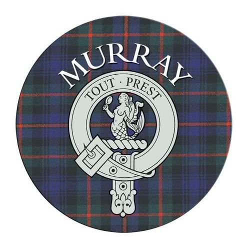 Image 1 of Murray Clan Crest Tartan Cork Round Clan Badge Coasters Set of 10  