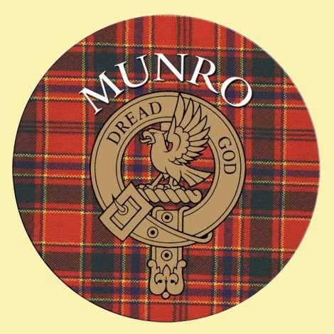 Image 0 of Munro Clan Crest Tartan Cork Round Clan Badge Coasters Set of 4 