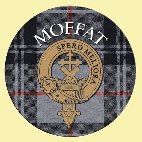 Image 0 of Moffat Clan Crest Tartan Cork Round Clan Badge Coasters Set of 10