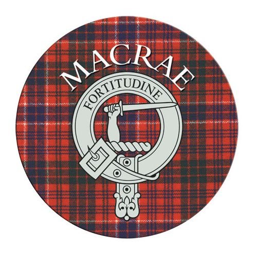 Image 1 of MacRae Clan Crest Tartan Cork Round Clan Badge Coasters Set of 10  