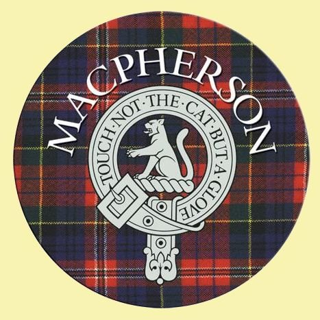 Image 0 of MacPherson Clan Crest Tartan Cork Round Clan Badge Coasters Set of 10