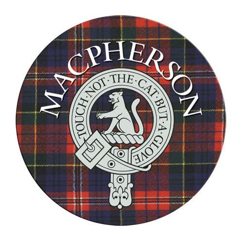 Image 1 of MacPherson Clan Crest Tartan Cork Round Clan Badge Coasters Set of 10