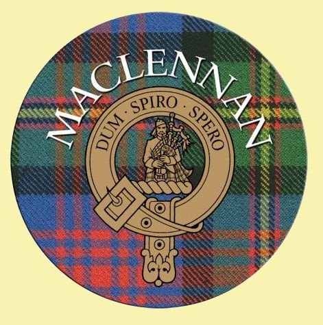 Image 0 of MacLennan Clan Crest Tartan Cork Round Clan Badge Coasters Set of 4  