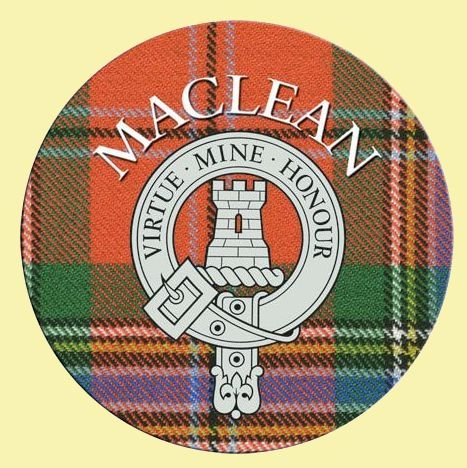 Image 0 of MacLean Clan Crest Tartan Cork Round Clan Badge Coasters Set of 10 