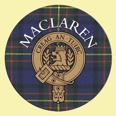 Image 0 of MacLaren Clan Crest Tartan Cork Round Clan Badge Coasters Set of 4 