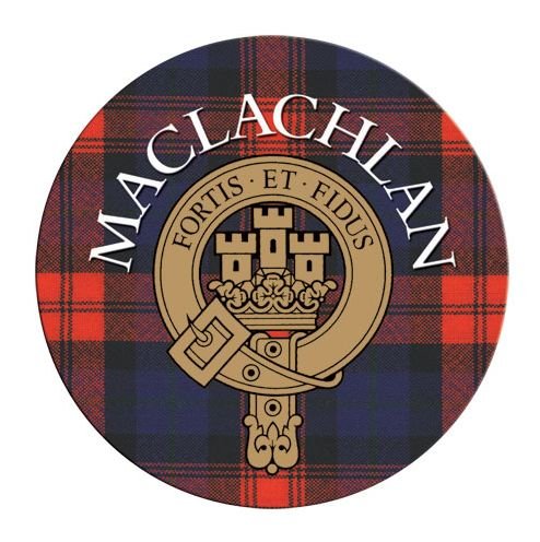 Image 1 of MacLachlan Clan Crest Tartan Cork Round Clan Badge Coasters Set of 4  