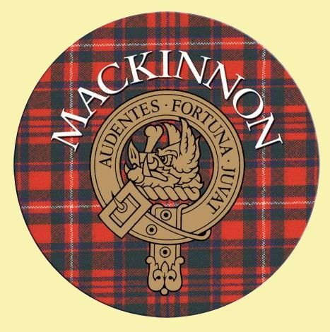 Image 0 of MacKinnon Clan Crest Tartan Cork Round Clan Badge Coasters Set of 4  