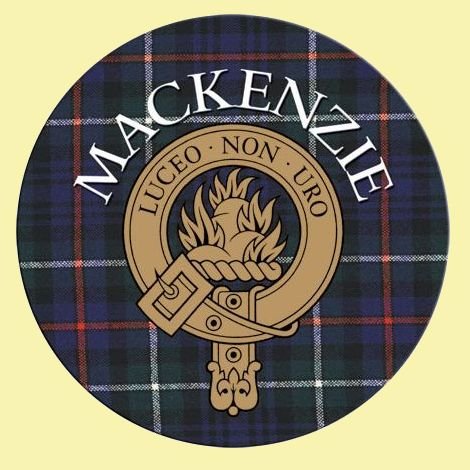 Image 0 of MacKenzie Clan Crest Tartan Cork Round Clan Badge Coasters Set of 4  