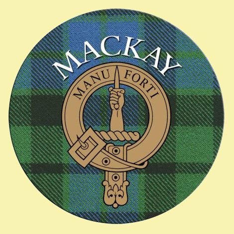 Image 0 of Mackay Clan Crest Tartan Cork Round Clan Badge Coasters Set of 10 