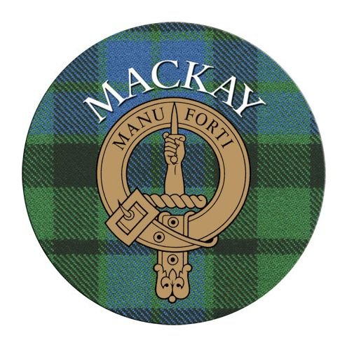 Image 1 of Mackay Clan Crest Tartan Cork Round Clan Badge Coasters Set of 10 