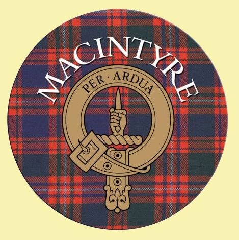 Image 0 of MacIntyre Clan Crest Tartan Cork Round Clan Badge Coasters Set of 4  