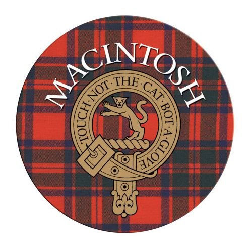 Image 1 of MacIntosh Clan Crest Tartan Cork Round Clan Badge Coasters Set of 4