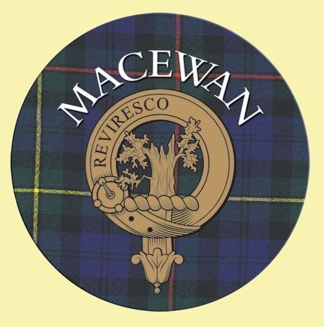 Image 0 of MacEwan Clan Crest Tartan Cork Round Clan Badge Coasters Set of 10 