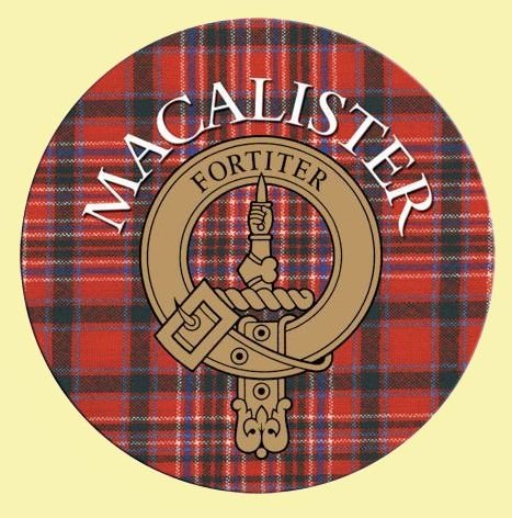 Image 0 of MacAlister Clan Crest Tartan Cork Round Clan Badge Coasters Set of 4 