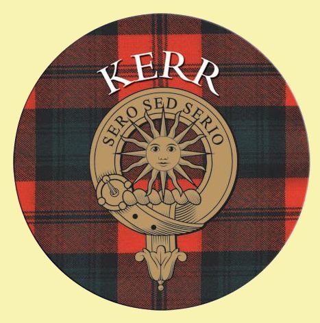Image 0 of Kerr Clan Crest Tartan Cork Round Clan Badge Coasters Set of 10