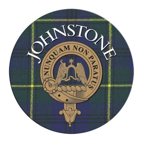Image 1 of Johnstone Clan Crest Tartan Cork Round Clan Badge Coasters Set of 4  