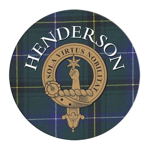 Image 1 of Henderson Clan Crest Tartan Cork Round Clan Badge Coasters Set of 4 