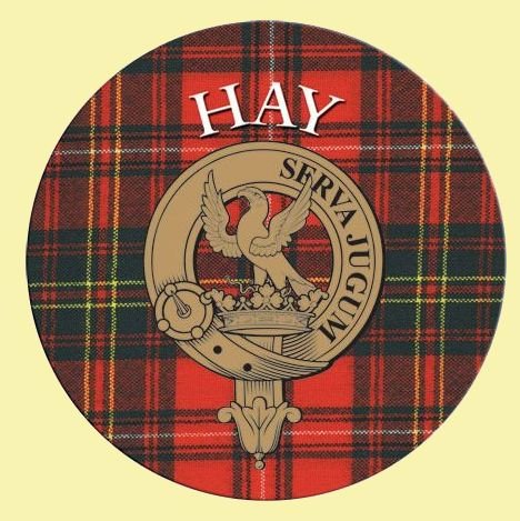 Image 0 of Hay Clan Crest Tartan Cork Round Clan Badge Coasters Set of 10  