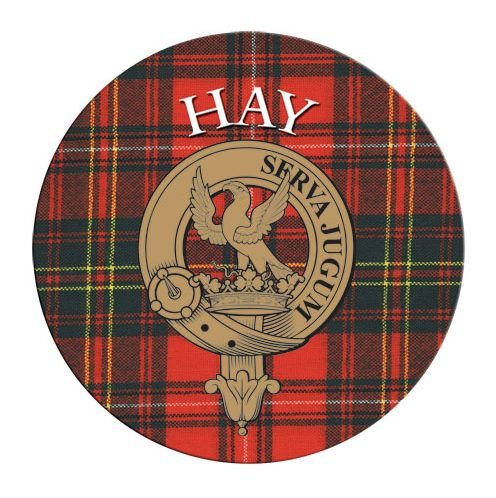 Image 1 of Hay Clan Crest Tartan Cork Round Clan Badge Coasters Set of 10  