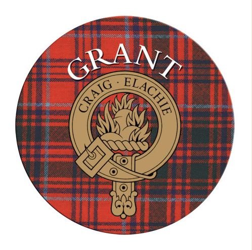 Image 1 of Grant Clan Crest Tartan Cork Round Clan Badge Coasters Set of 10  