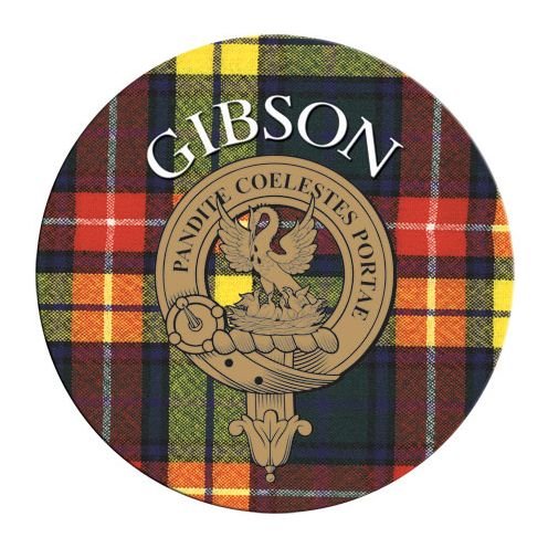 Image 1 of Gibson Clan Crest Tartan Cork Round Clan Badge Coasters Set of 10 