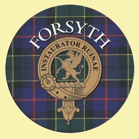 Image 0 of Forsyth Clan Crest Tartan Cork Round Clan Badge Coasters Set of 10  