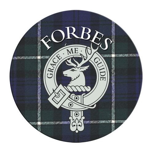 Image 1 of Forbes Clan Crest Tartan Cork Round Clan Badge Coasters Set of 10