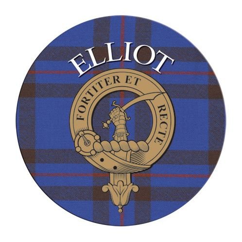 Image 1 of Elliot Clan Crest Tartan Cork Round Clan Badge Coasters Set of 10