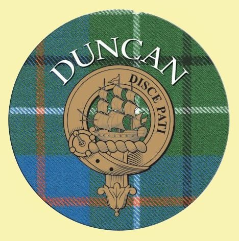 Image 0 of Duncan Clan Crest Tartan Cork Round Clan Badge Coasters Set of 10 