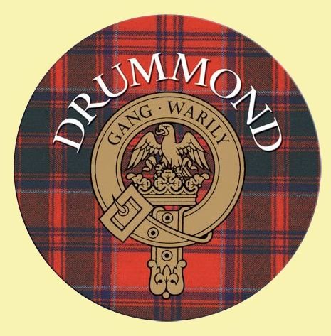 Image 0 of Drummond Clan Crest Tartan Cork Round Clan Badge Coasters Set of 4  