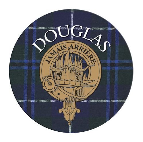 Image 1 of Douglas Clan Crest Tartan Cork Round Clan Badge Coasters Set of 10 