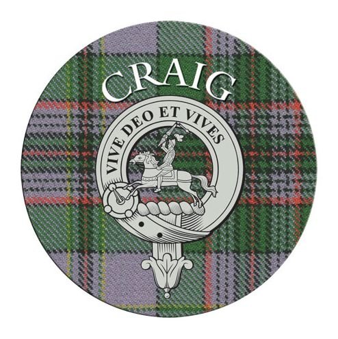Image 1 of Craig Clan Crest Tartan Cork Round Clan Badge Coasters Set of 4
