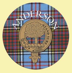 Anderson Clan Crest Tartan Cork Round Clan Badge Coasters Set of 10