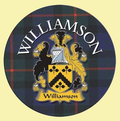 Image 0 of Williamson Coat of Arms Tartan Cork Round Scottish Name Coasters Set of 4