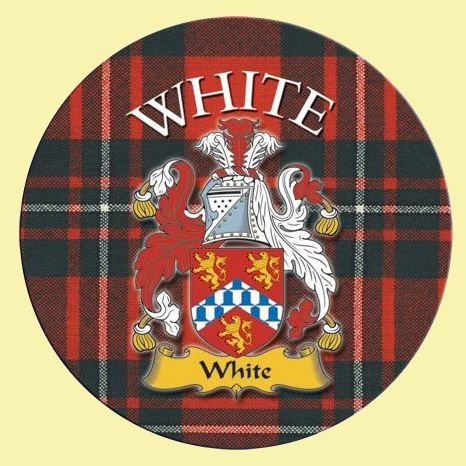 Image 0 of White Coat of Arms Tartan Cork Round Scottish Name Coasters Set of 10
