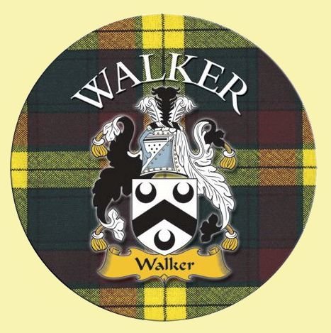 Image 0 of Walker Coat of Arms Tartan Cork Round Scottish Name Coasters Set of 10