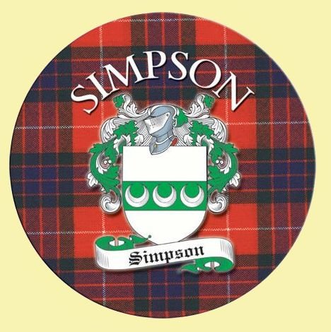 Image 0 of Simpson Coat of Arms Tartan Cork Round Scottish Name Coasters Set of 10