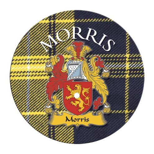 Image 1 of Morris Coat of Arms Tartan Cork Round Scottish Name Coasters Set of 10