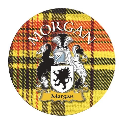 Image 1 of Morgan Coat of Arms Tartan Cork Round Scottish Name Coasters Set of 10