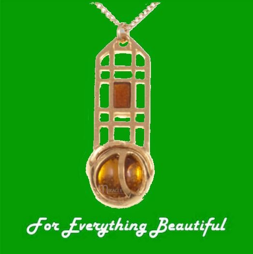 Image 0 of Mackintosh Rose Lattice Topaz Antiqued Gold Plated Pendant